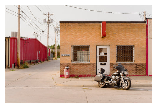 Motorcycle and vintage bar, Valentine, Nebraska