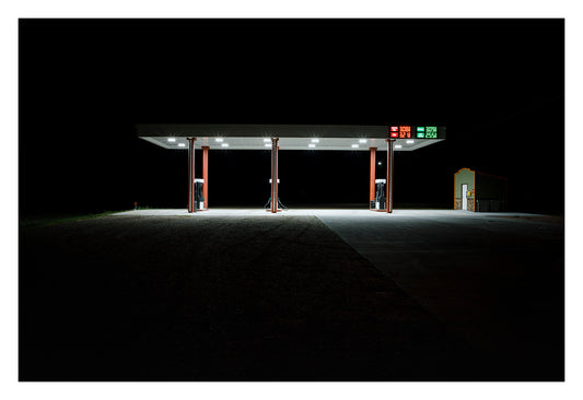 Gas Station at Night, Nebraska Highway 20